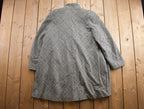 Vintage 1980s Tweed Houndstooth Wool Long Coat /