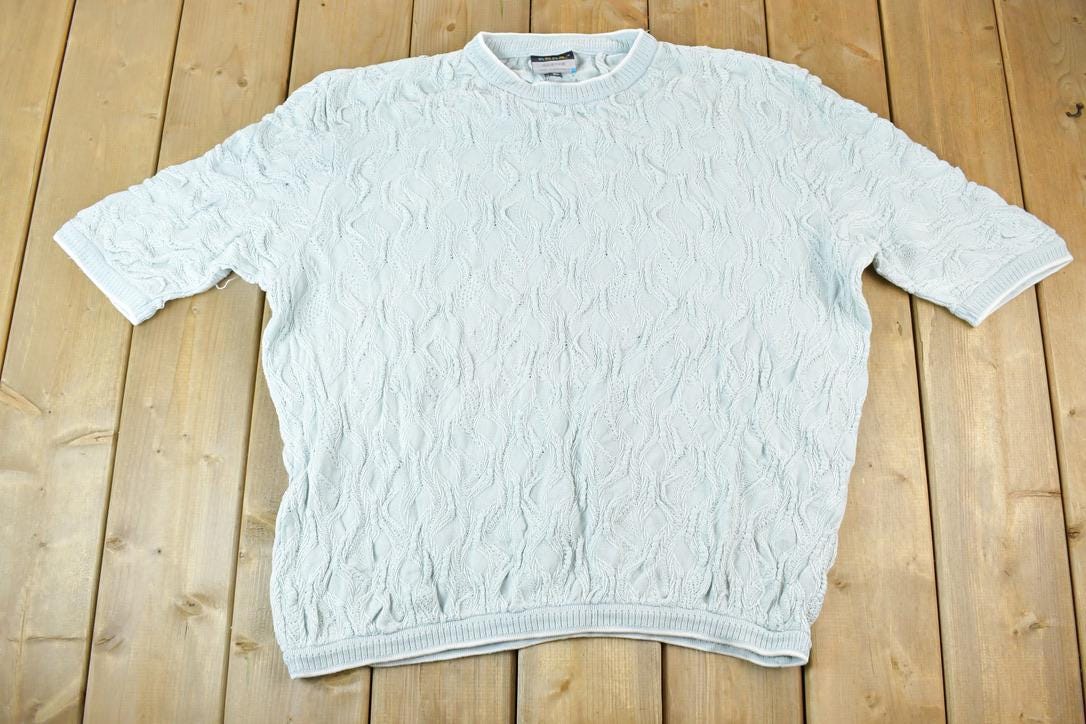 Vintage 1990s Coogi Made In Australia 3D knit 100% Cotton Abstract Pattern Crewneck Sweater