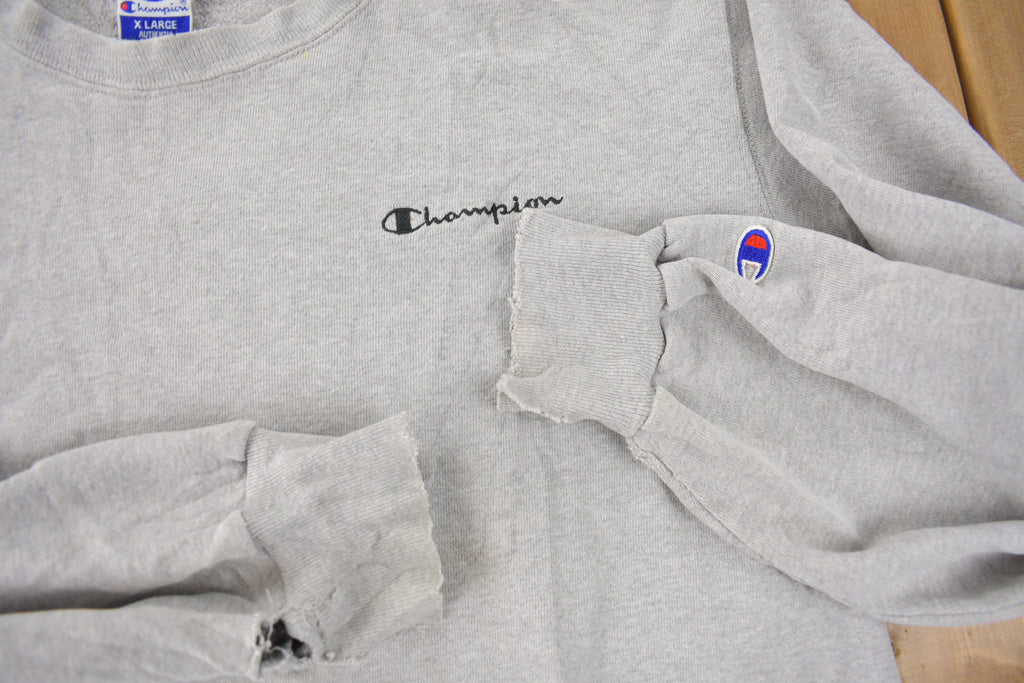 Vintage 1990s Champion Small Logo Embroidered Crewneck Sweatshirt Size XL
