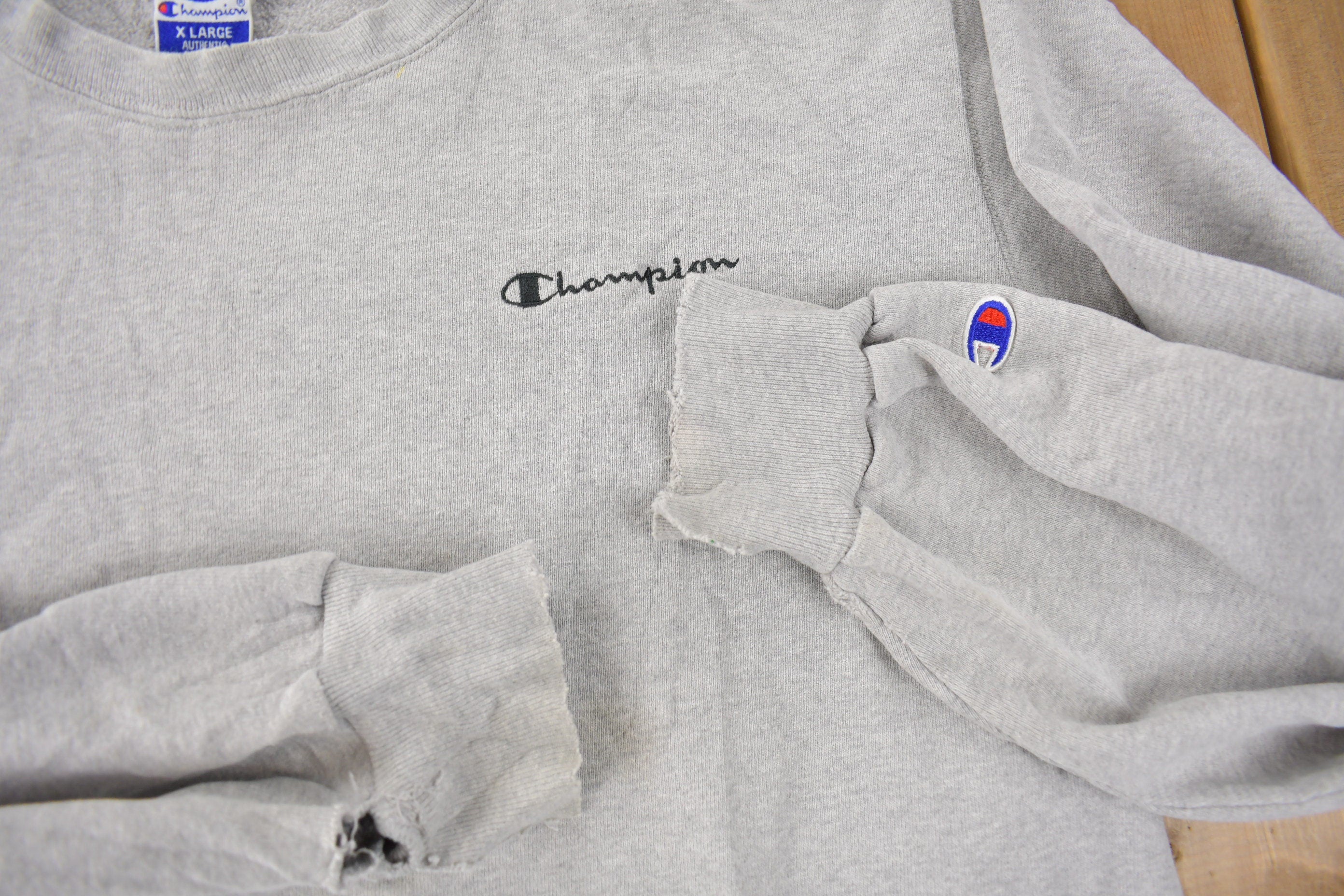 Vintage 1990s Champion Small Logo Embroidered Crewneck Sweatshirt Size XL