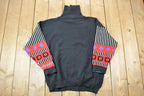 Vintage 1990s Knit Abstract Pattern Turtleneck Sweater