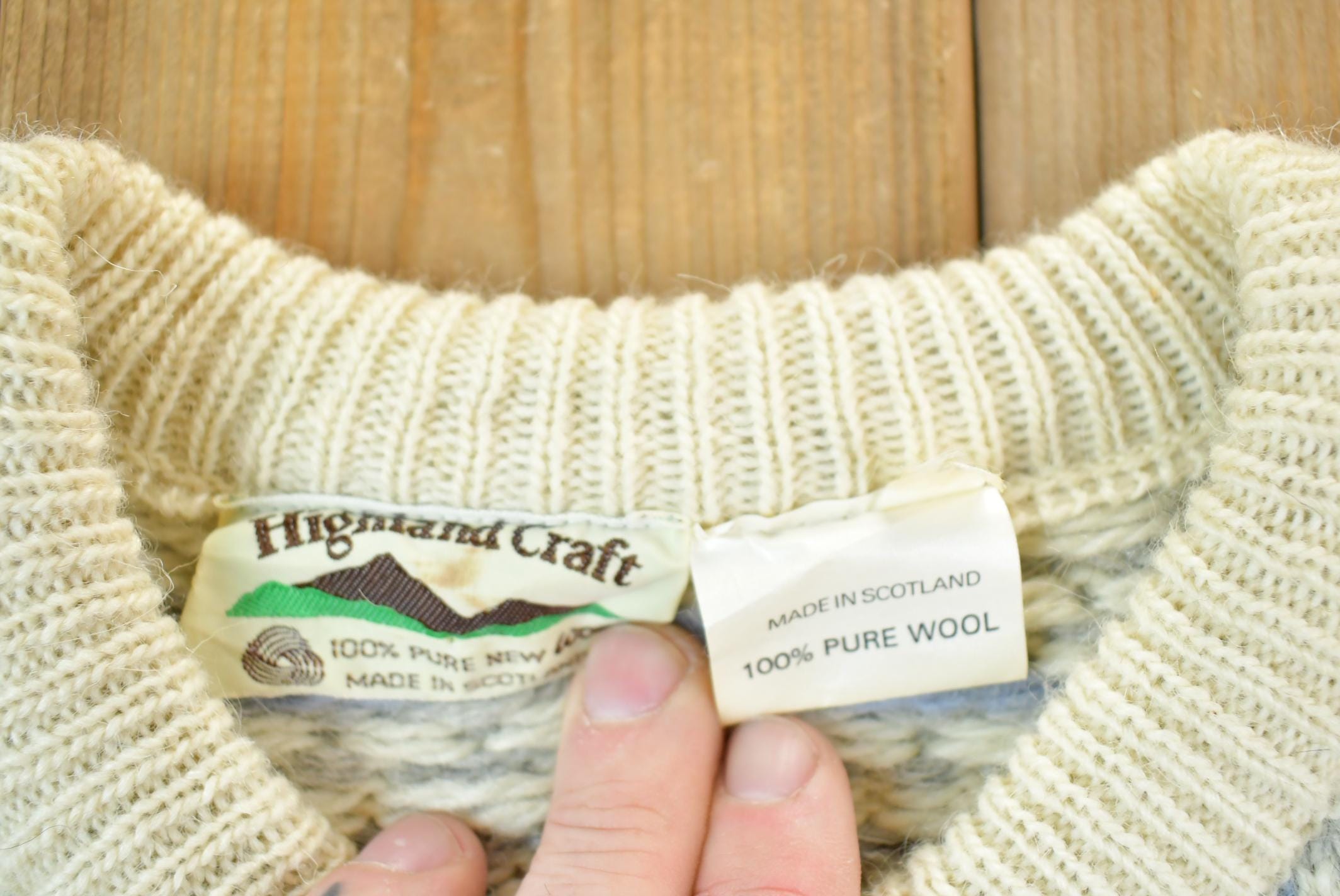 Vintage 1990s Highland Craft 100% Pure Wool Knit Button Up Sweater