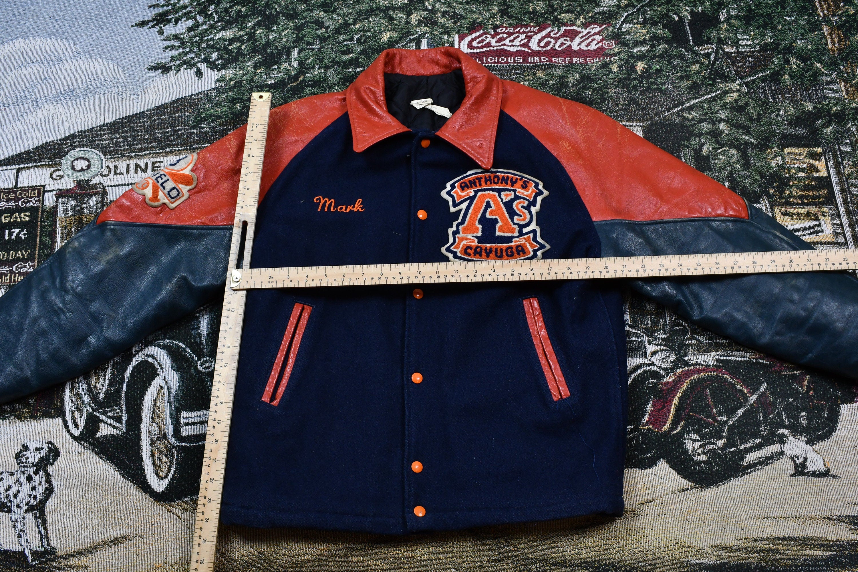 Vintage 1980s Anthony's Cayuga Leather Varsity Baseball Jacket