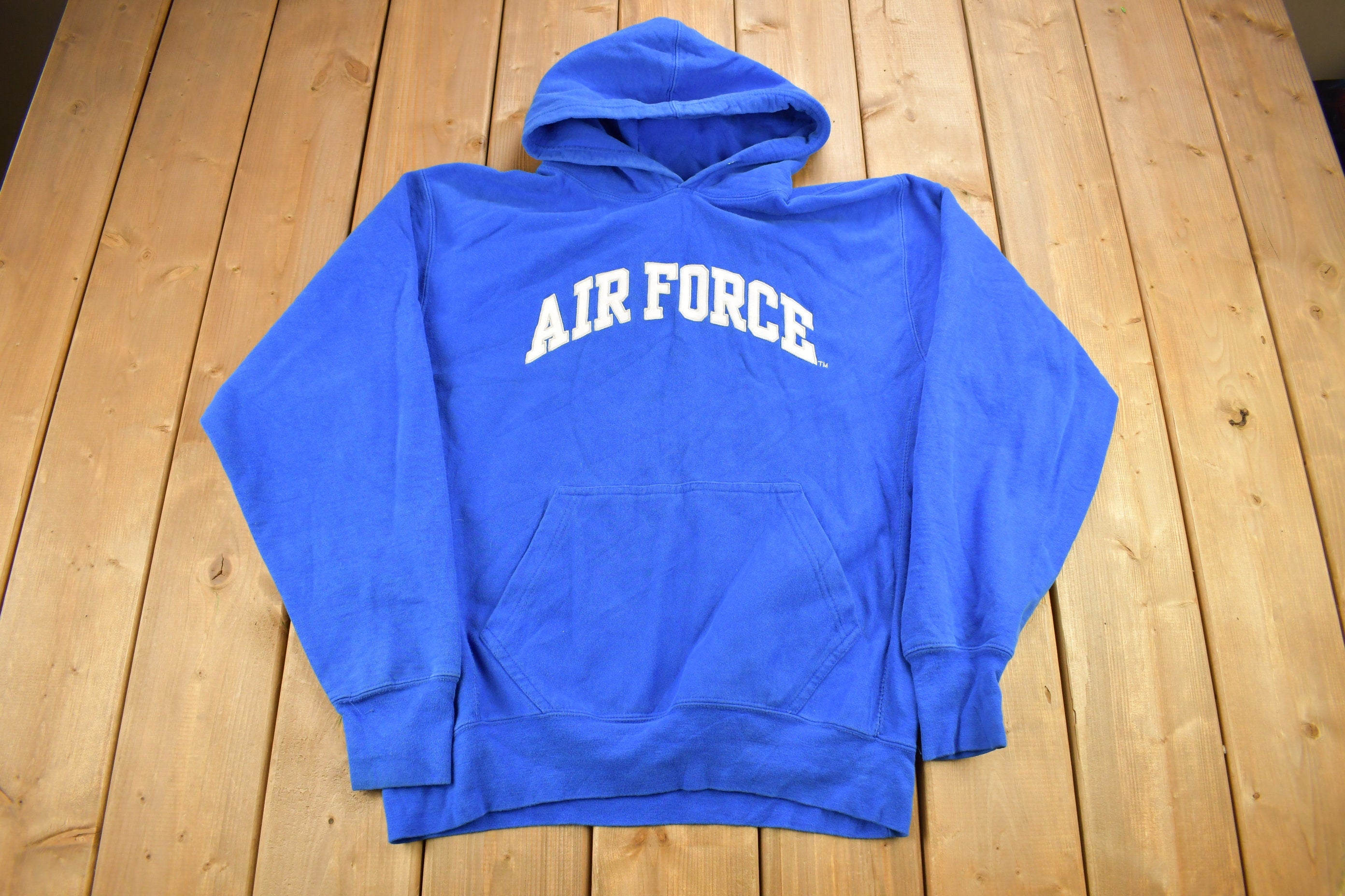 Vintage 1990s Air Force Embroidered Steve's & Barry Hoodie / 90s Hoodie / Vintage Sweater / 90s / Heavy Weight / Army
