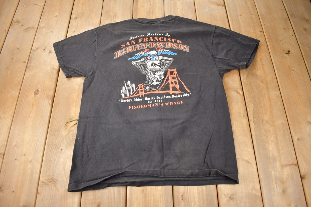 Vintage 1990s San Francisco Harley Davidson Motorcycles Single Stitch Graphic T-Shirt Made In USA
