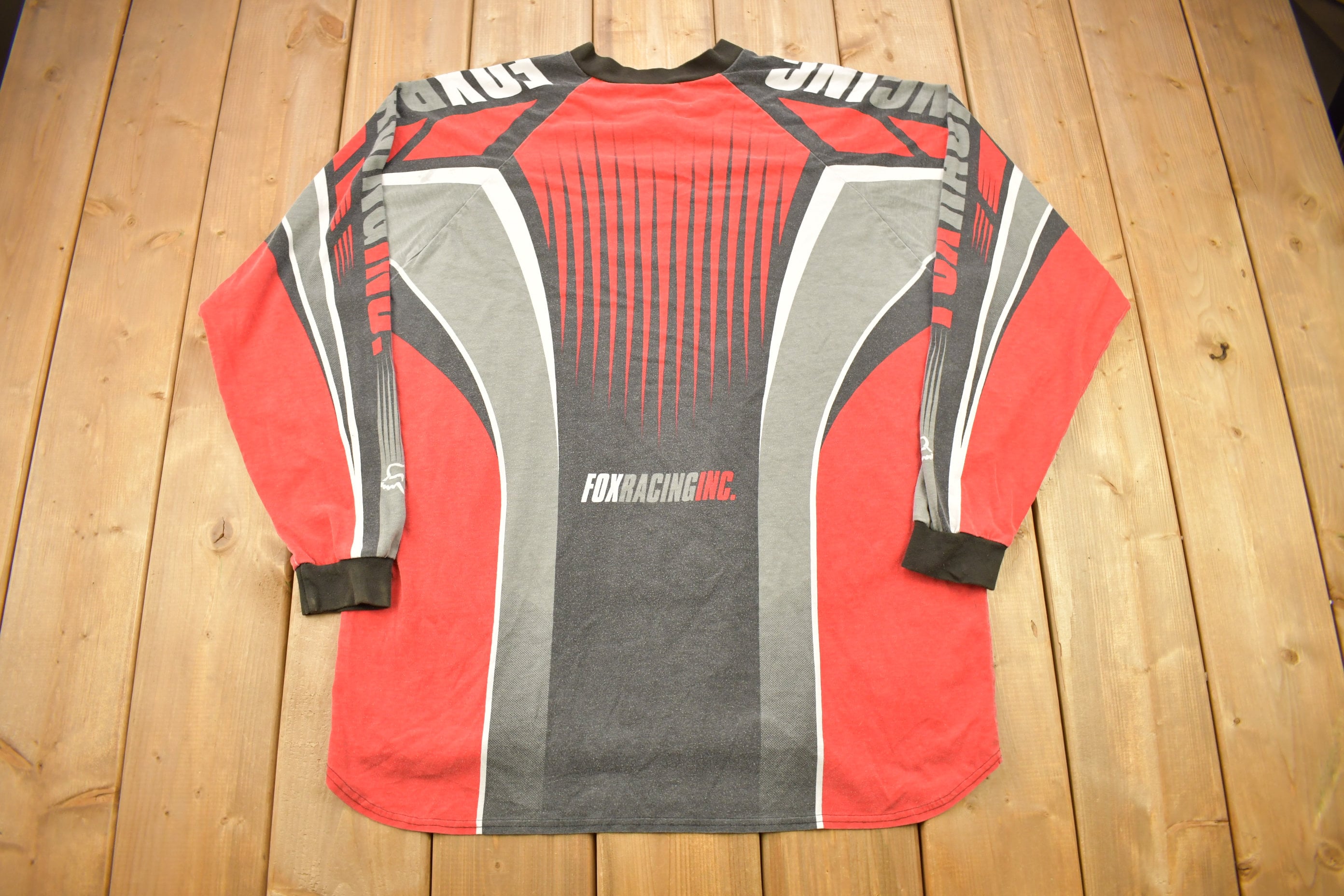 Vintage 1990s Fox Racing All Over Print Graphic Long Sleeve Shirt