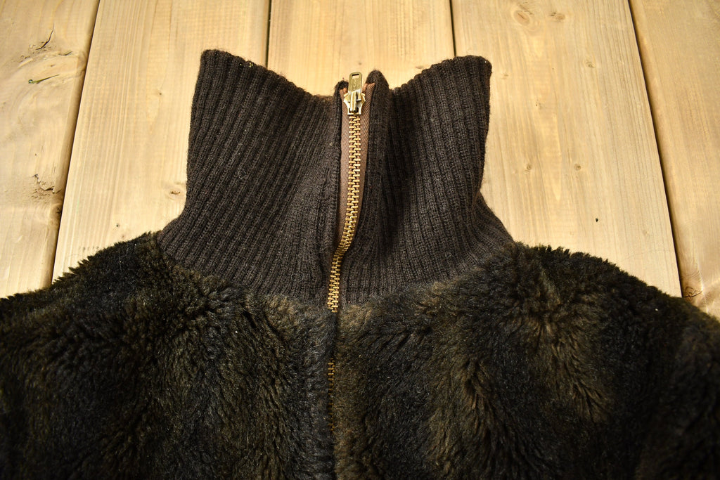 Vintage 1950s Brown Fur Zip Up Jacket