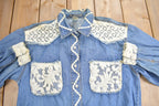 Vintage 1990s Zana-Di Lace Patchwork Denim Button Up Shirt