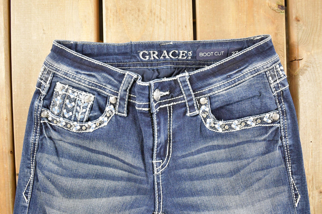 Vintage Deadstock Y2K Grace LA Bedazzled Low Rise Jeans Women's Size 27 x 32