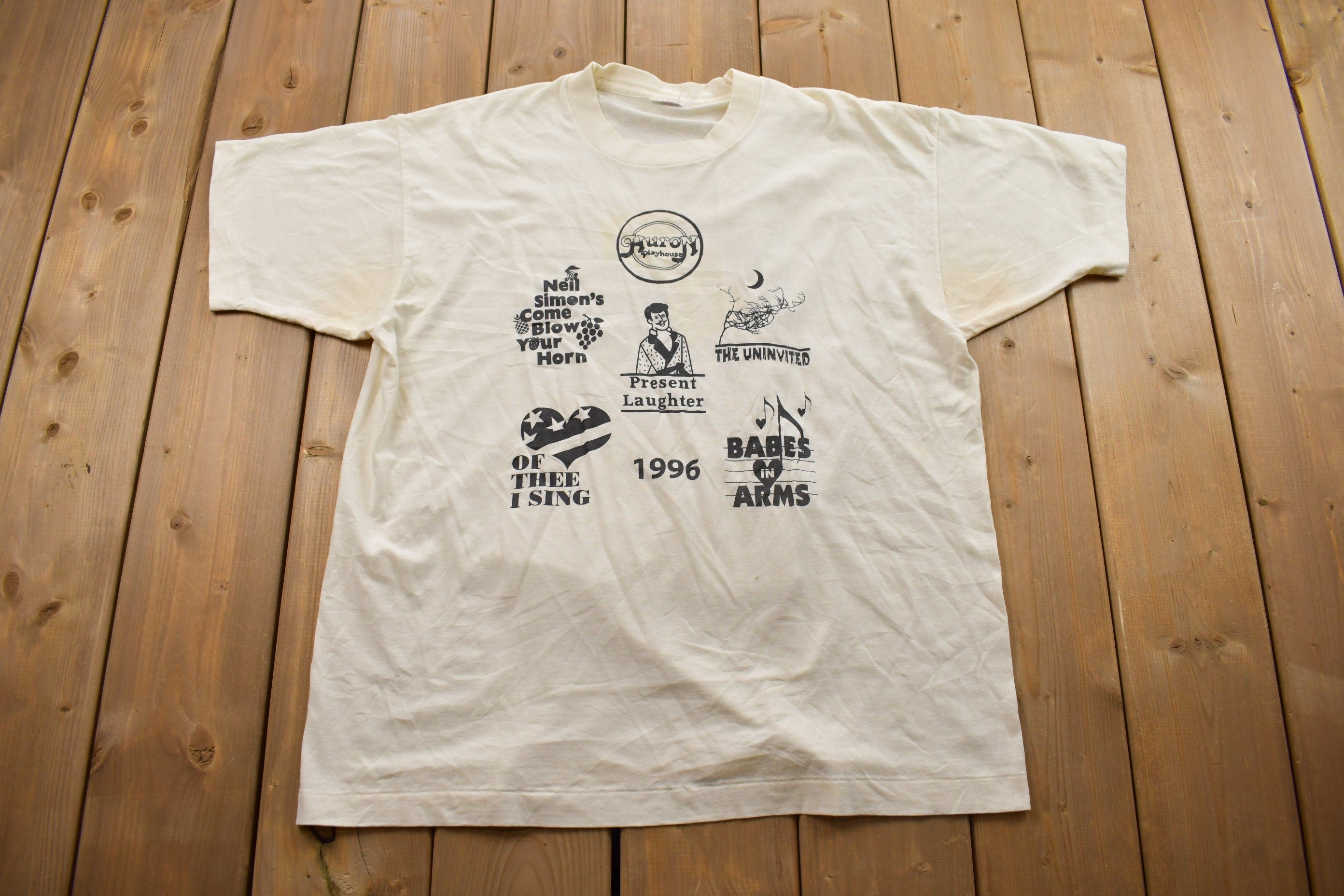 Vintage 1996 Huron Playhouse Band Tour Graphic T Shirt