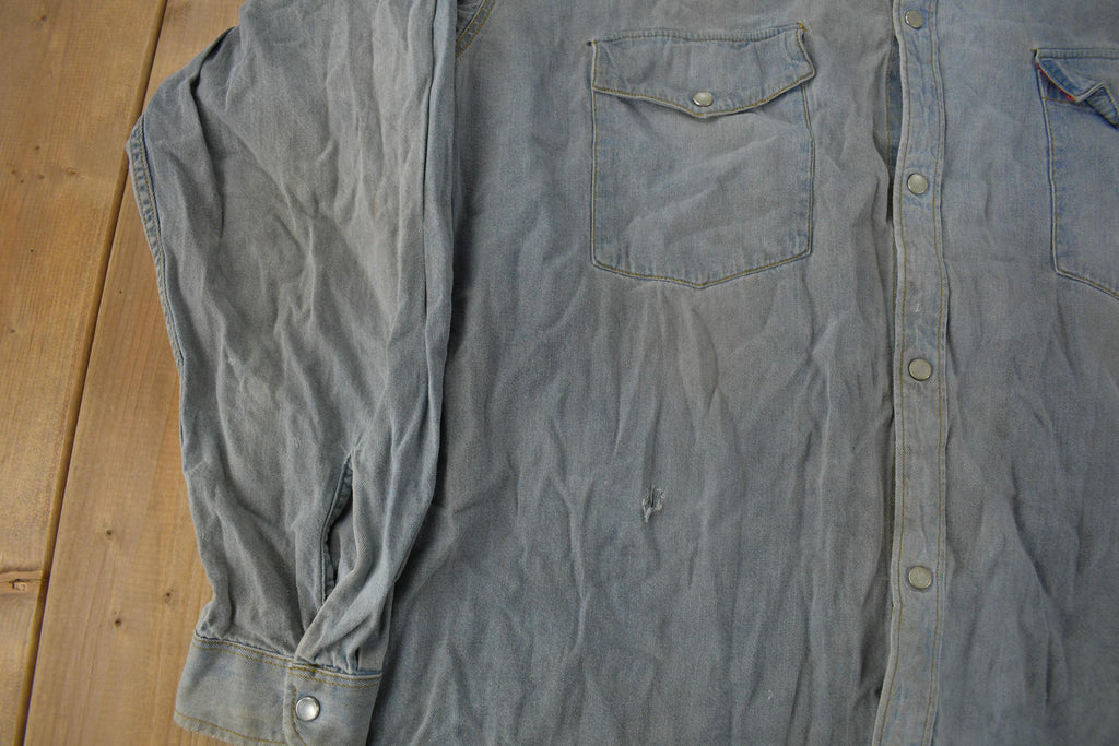 Vintage 1990s Big Star Shirt Blank Denim Button Up Shirt Size XXL