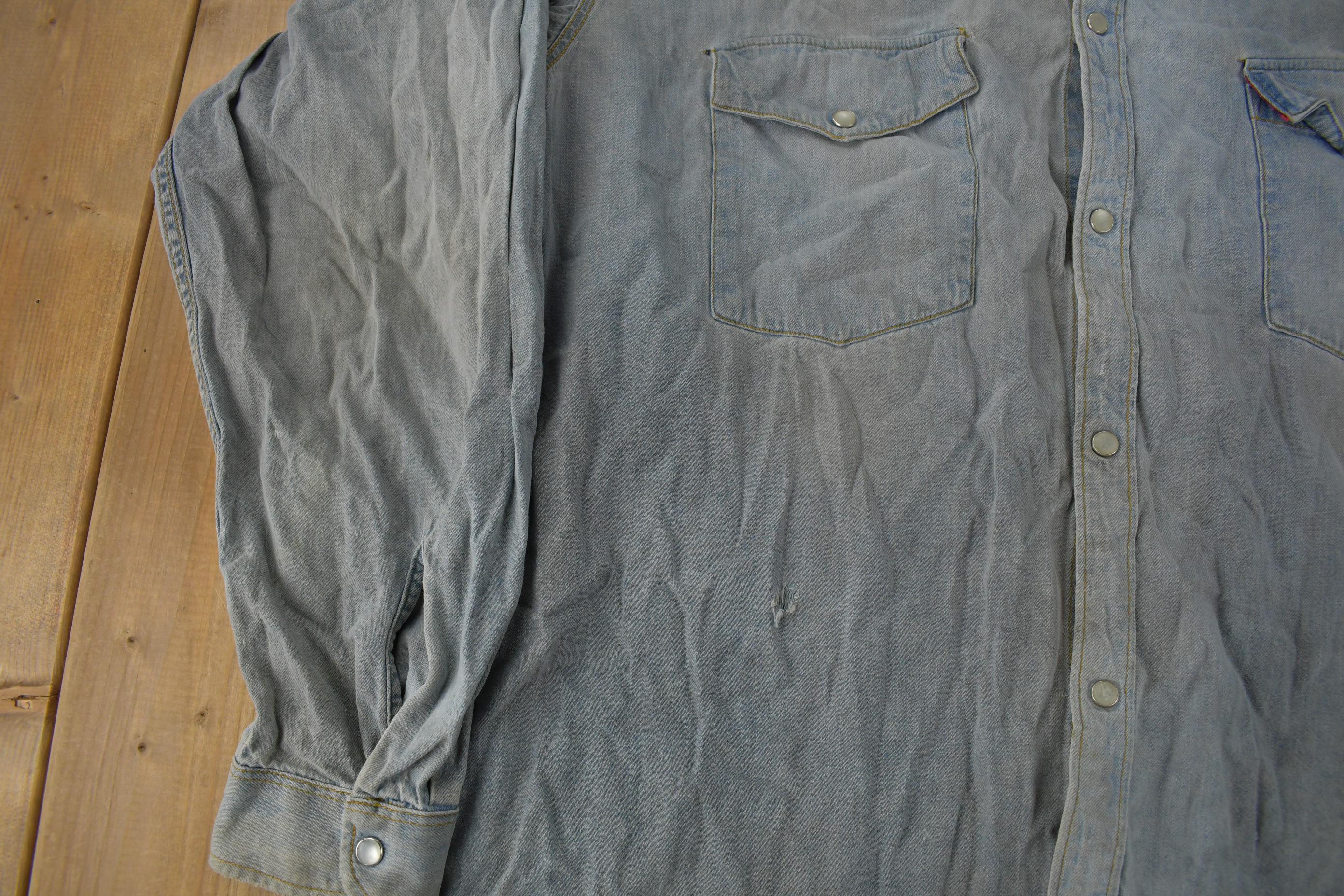 Vintage 1990s Big Star Shirt Blank Denim Button Up Shirt Size XXL