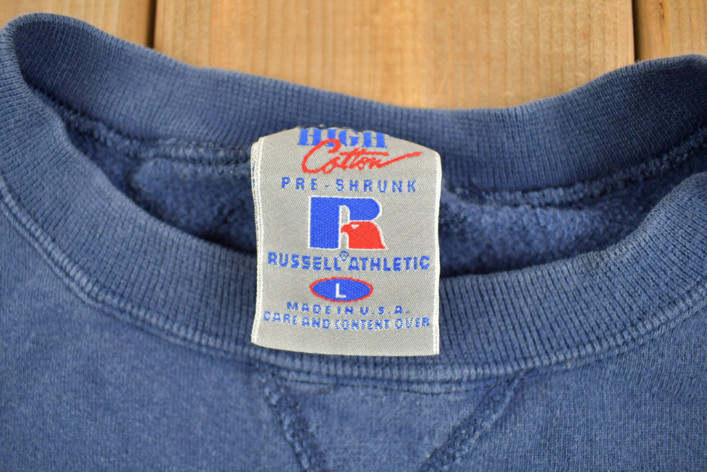 Vintage 1990s Russell Athletics Blank Navy Crewneck Sweatshirt