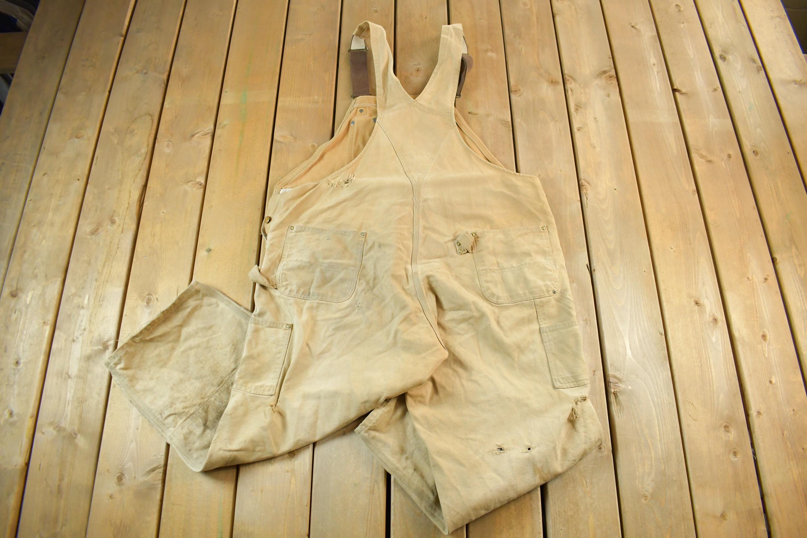 Vintage 1990s Carhartt Double Knee Canvas Overalls Size 46x27