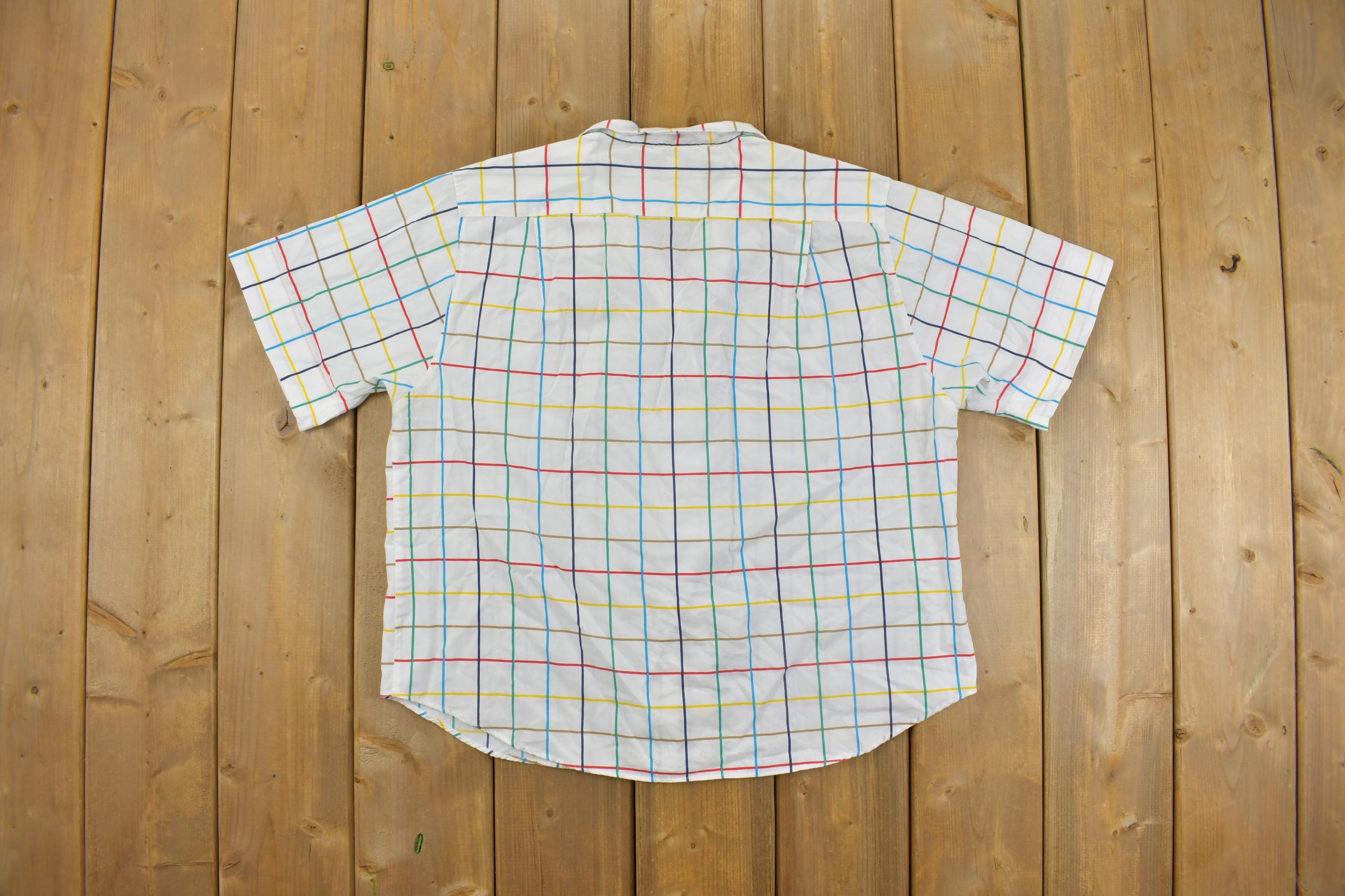 Vintage 1980s Rainbow Striped Button Up Shirt