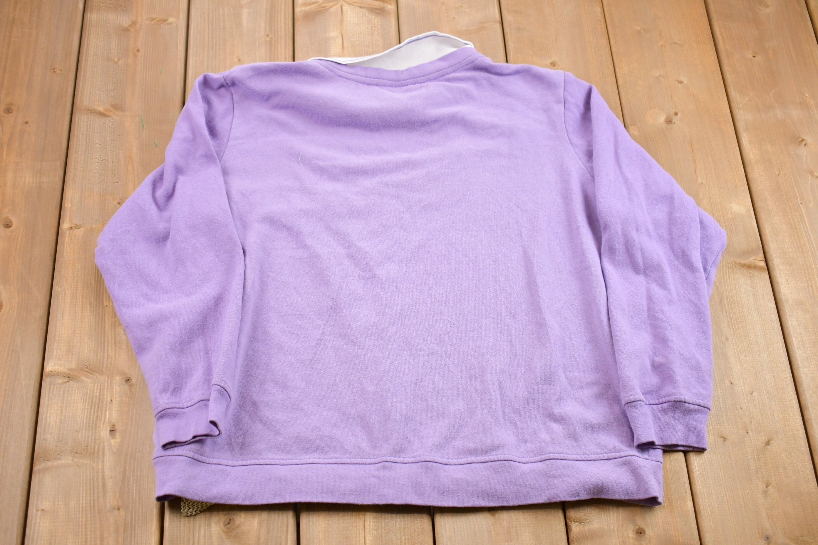 Vintage 1990s Floral Embroidered Collared Sweatshirt