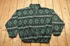 Vintage 1990s Abstract Quarter Zip Fleece Sweater