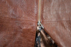 Vintage 1980s Mondial Women's Full Length Alligator Print Leather Trench Coat