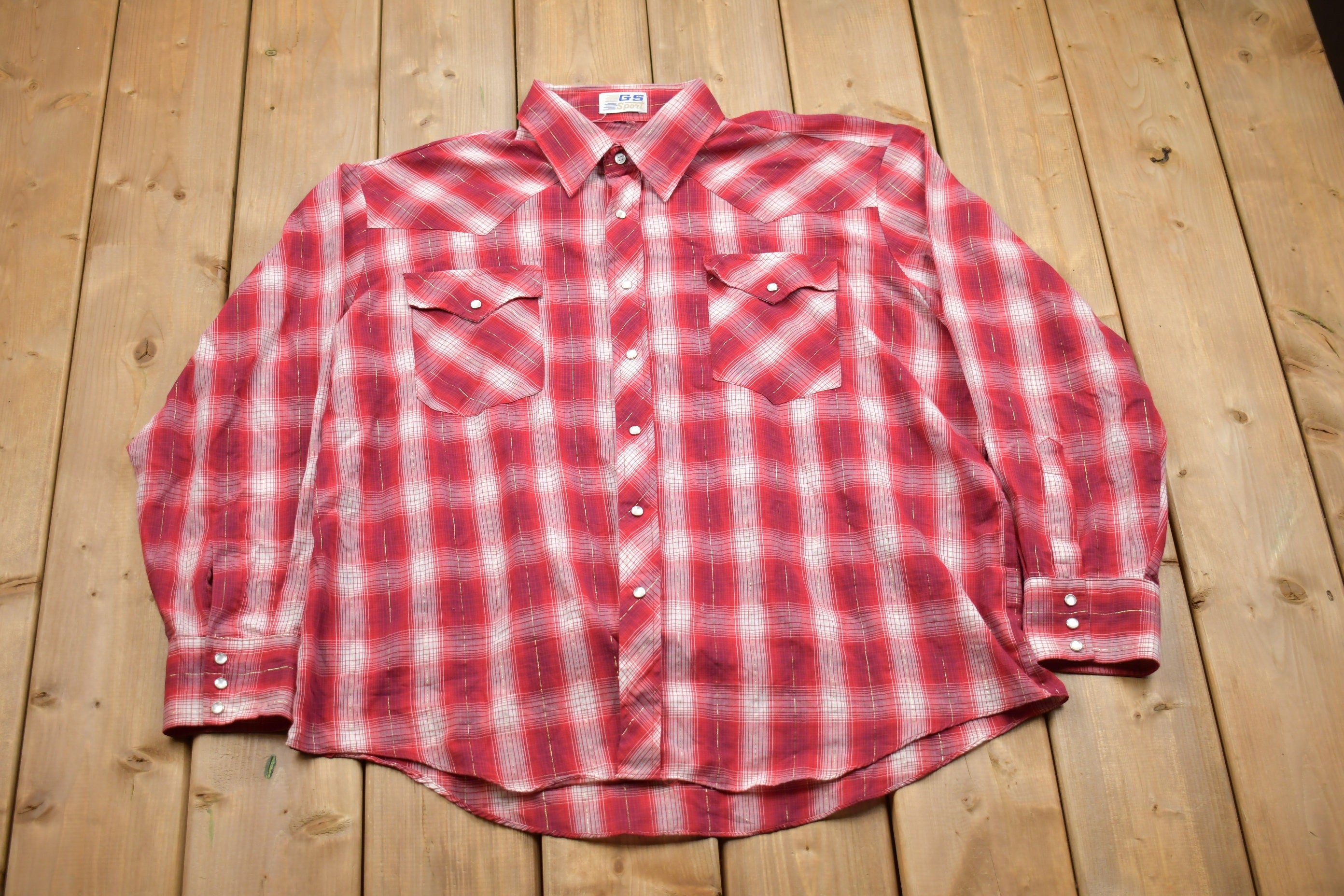 Vintage 1990s GS Sport Western Plaid Button Up Shirt