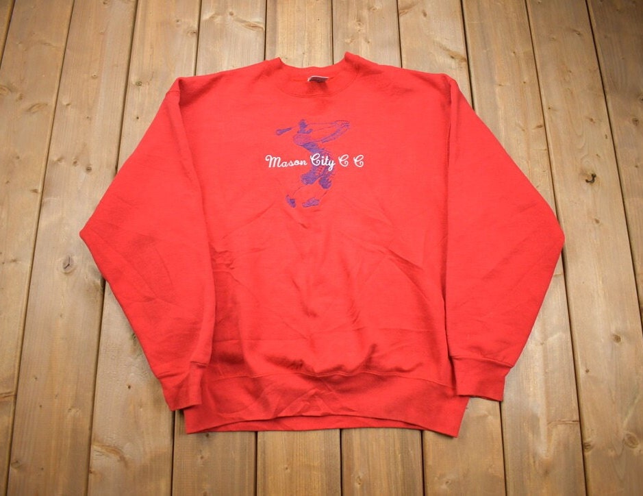 Vintage 1990s Red Mason City Golf Crewneck Sweatshirt