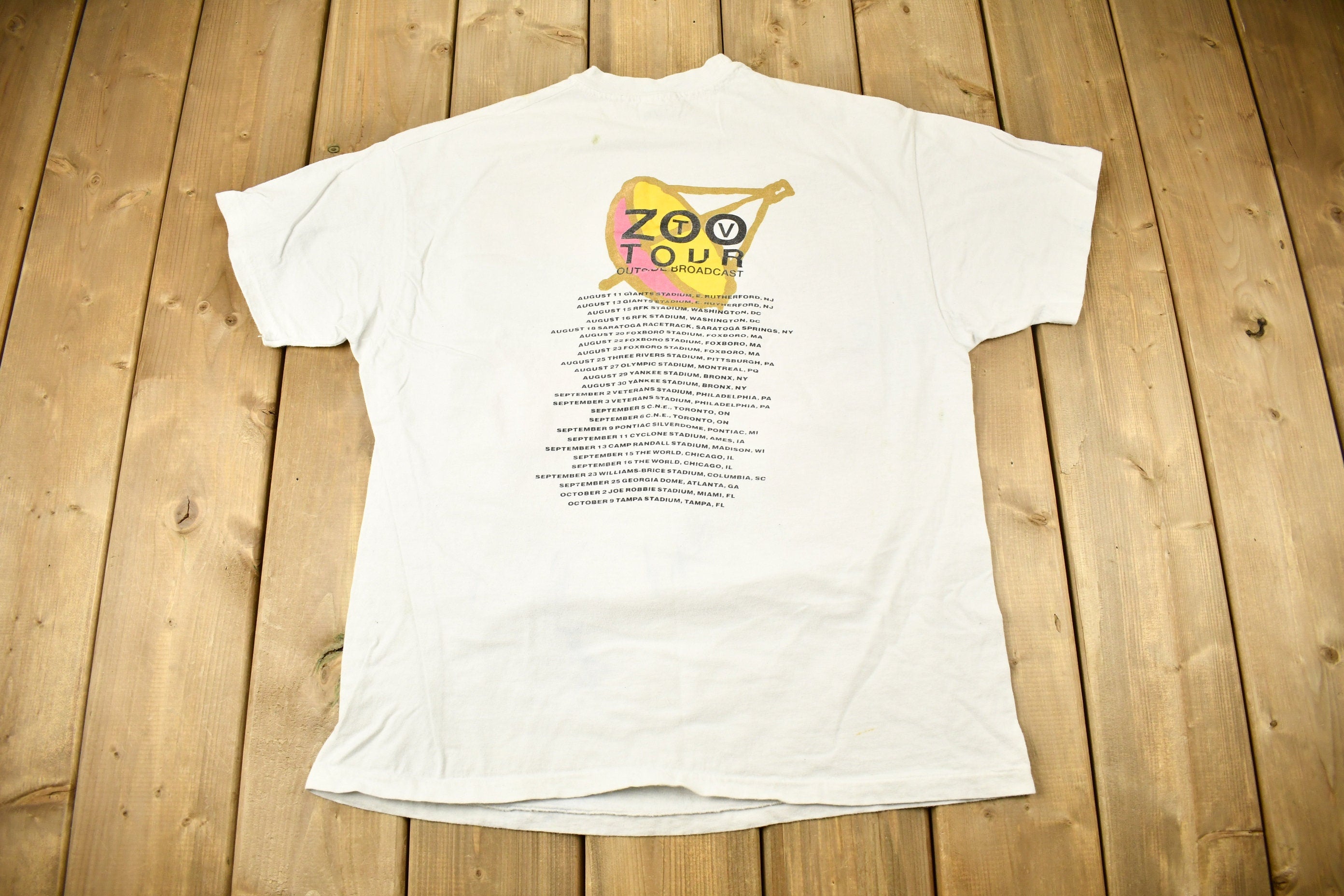 Vintage 1992 U2 Zoo TV Outside Broadcast Tour Band T-shirt