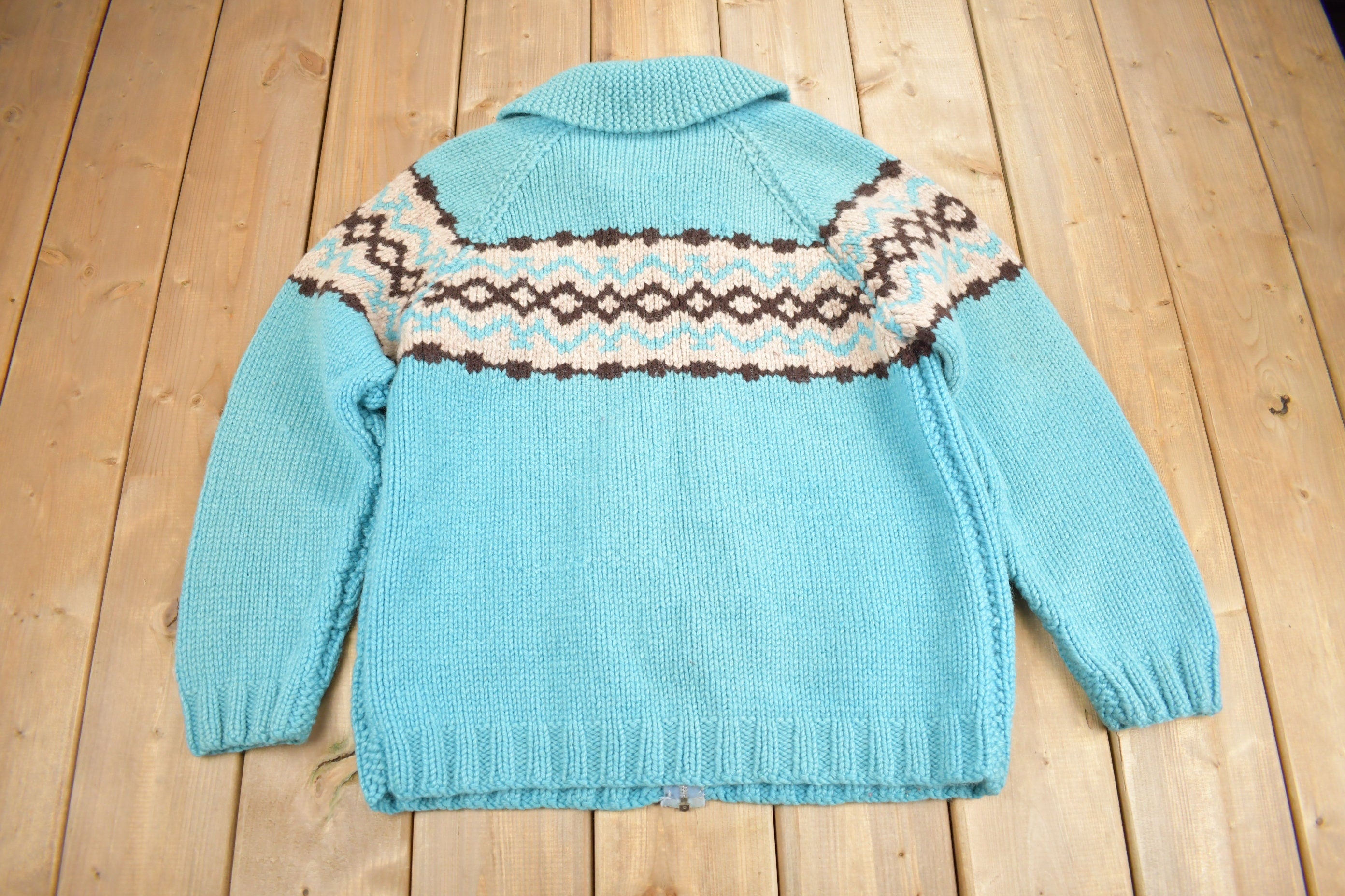 Vintage 1950s Hand-Knit Cowichan Sweater