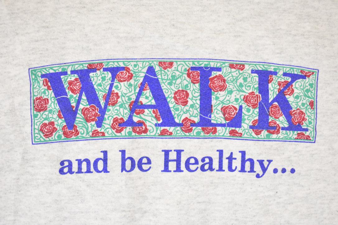 Vintage 1990s Walk And Be Happy FAB Graphic Print Crewneck Sweatshirt Mens L
