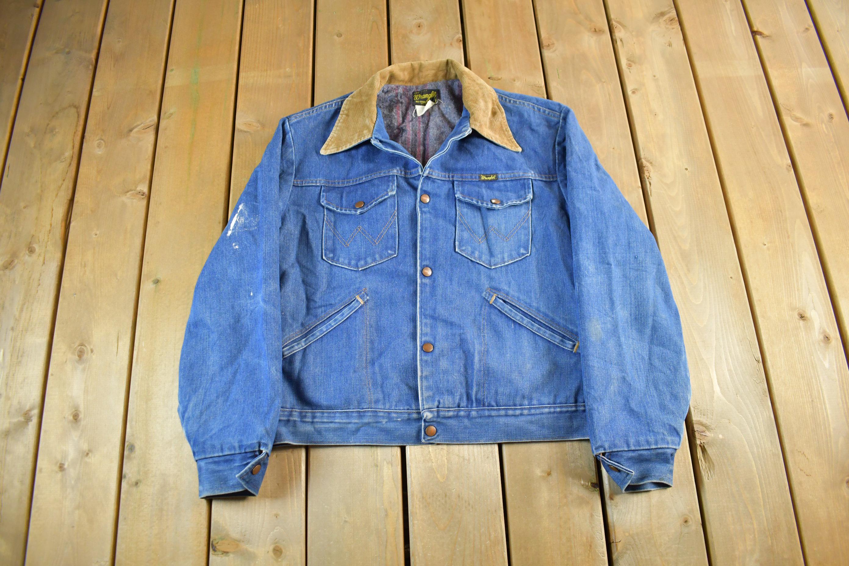 Vintage 1980s Wrangler Western Wear Blanket Lined Denim Jean Jacket Men's 44