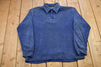 Vintage 1990s Romelli Blank Blue Collared Sweatshirt