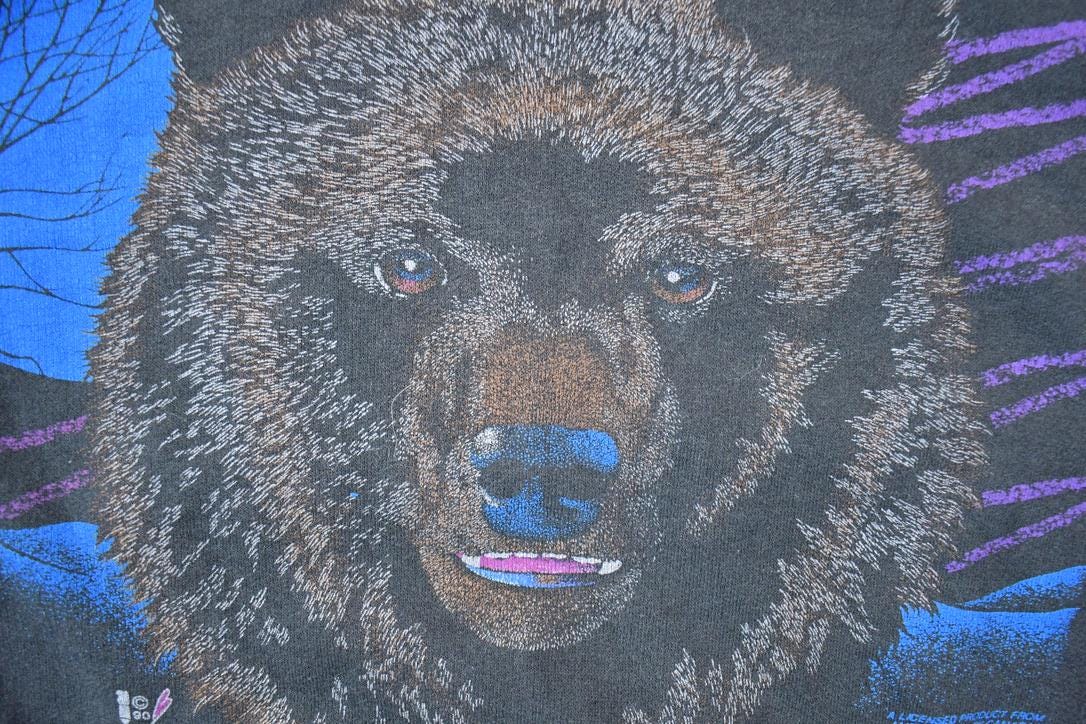 Vintage 1990s Neon Canadian Bear Crewneck Sweatshirt / 90s Crewneck / Souvenir Sweater / Streetwear / Travel And Vacation