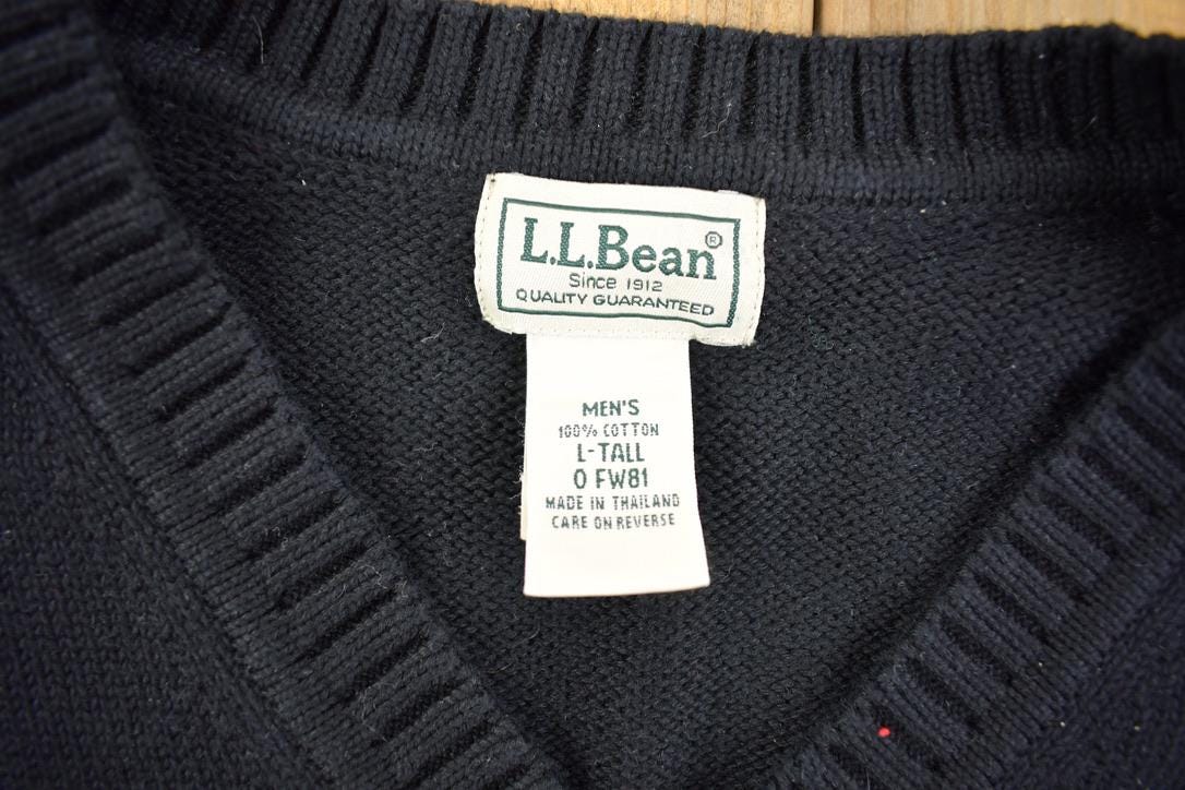 Vintage 1990s L.L. Bean Men's V Neck Knit Cardigan Sweater