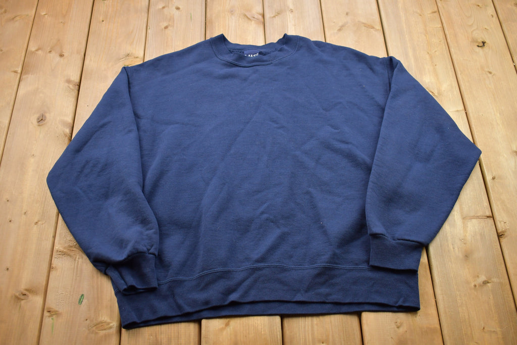 Vintage 1990s HIS Navy Blue Blank Crewneck Sweatshirt