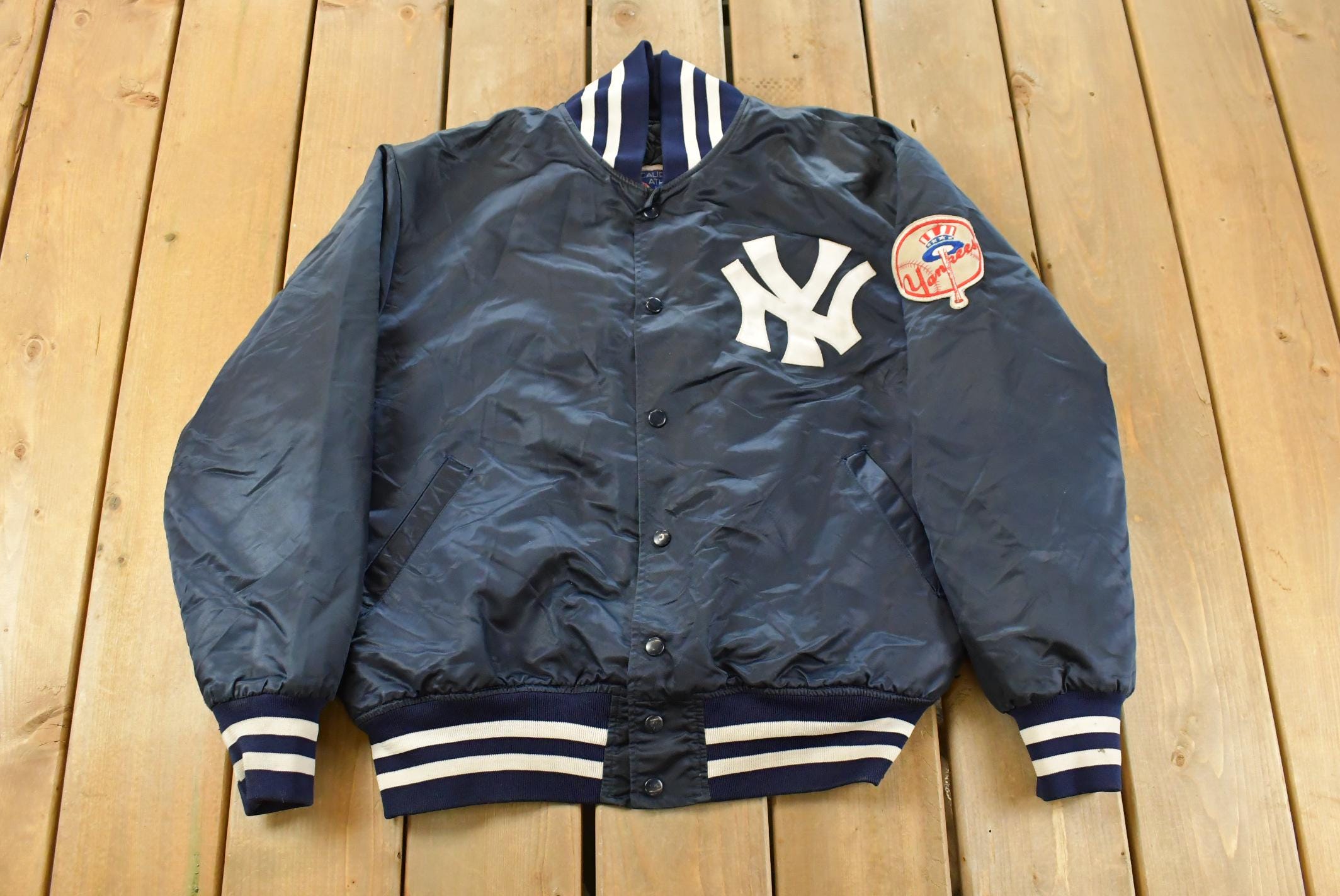 Vintage 1980s New York Yankees MLB Satin Bomber Jacket Men's Large