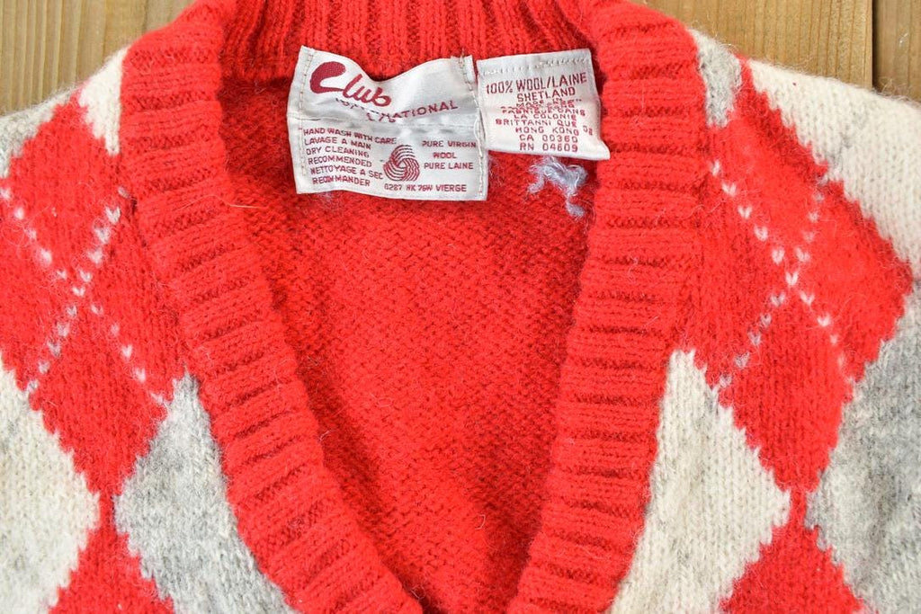 Vintage 1970s Club Wool Argyle Sweater Vest