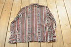 Vintage 1970s Joyce Striped Geometric Abstract Button Up Shirt Womens M /