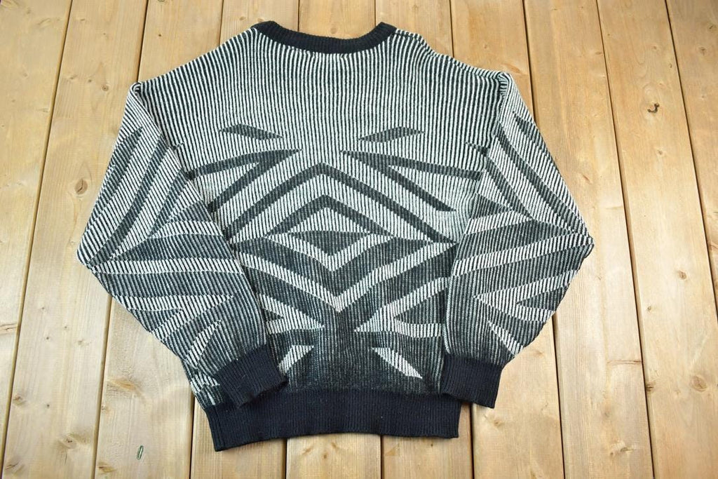 Vintage 1990s Pause Knit Abstract Pattern Crewneck Sweater