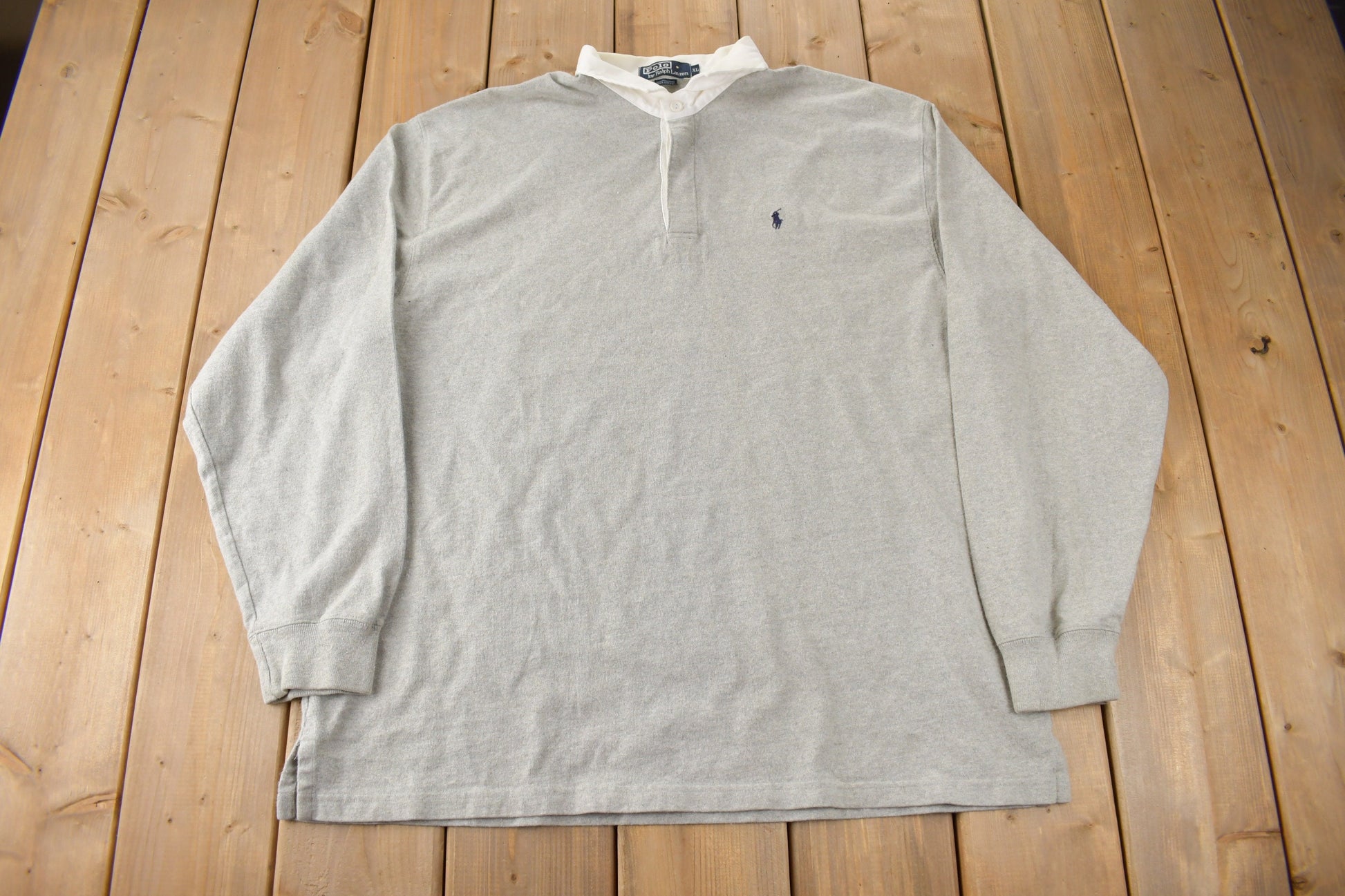 Vintage 1990s Polo By Ralph Lauren Embroidered Small Pony Rugby Sweater Size XL