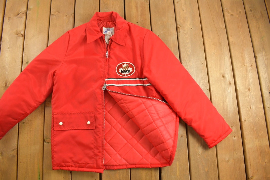 Deadstock Vintage 1980s Avon Sportswear Mack Trucks Quilt Lined Jacket