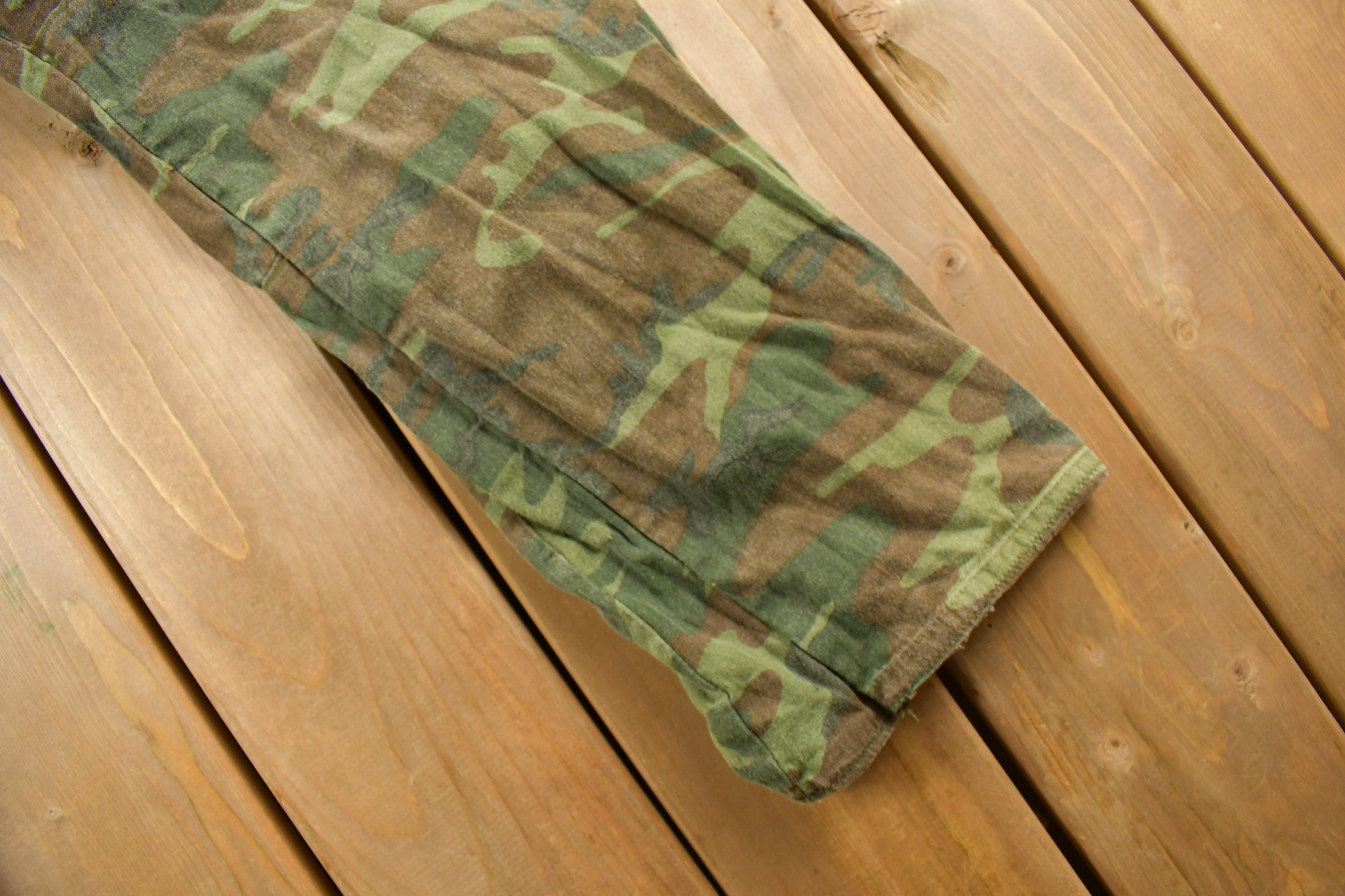 Vintage 1970s Woodland Camouflage Hunting Pants Size 38 x 27