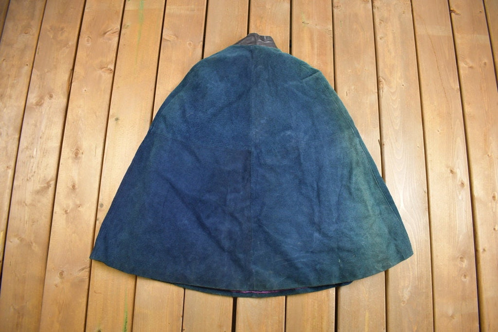 Vintage 1940's Suede Leather Button Up Cape Coat