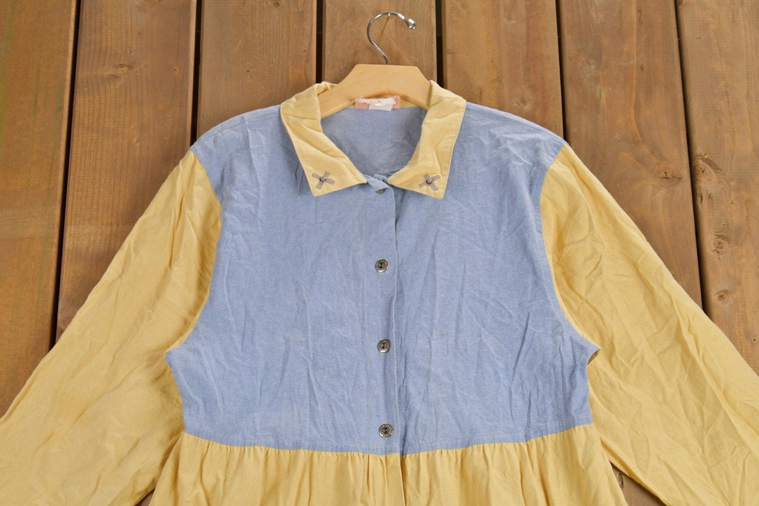 Vintage 1970s Myo Pinon Painted Shirt Dress