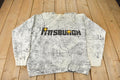 Vintage 1990s Pittsburgh All Over Print Map Graphic Souvenir Travel Crewneck Sweatshirt
