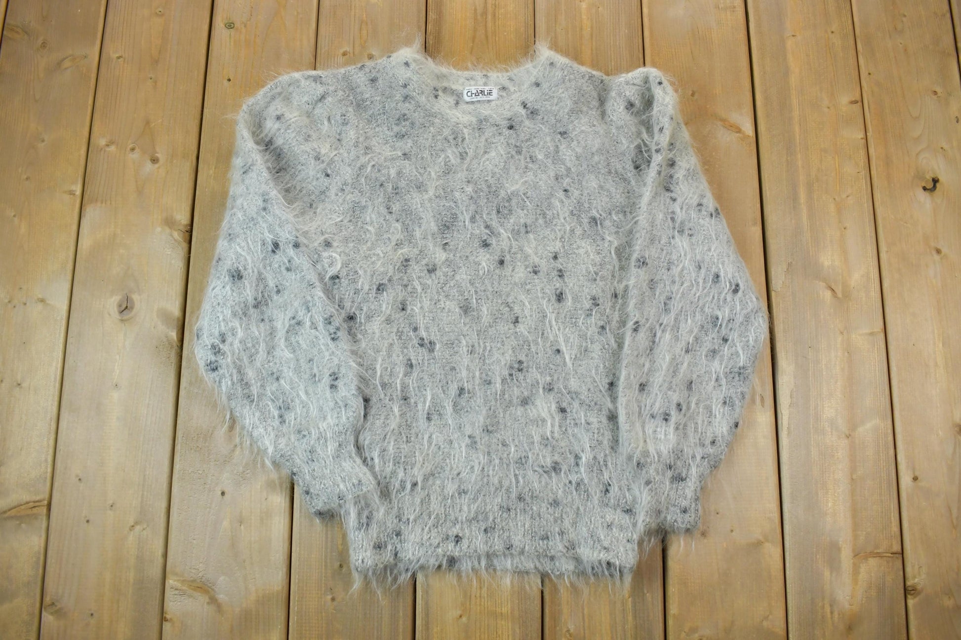 Vintage 1990s Charlie 100% Fuzzy Wool Knit Sweater