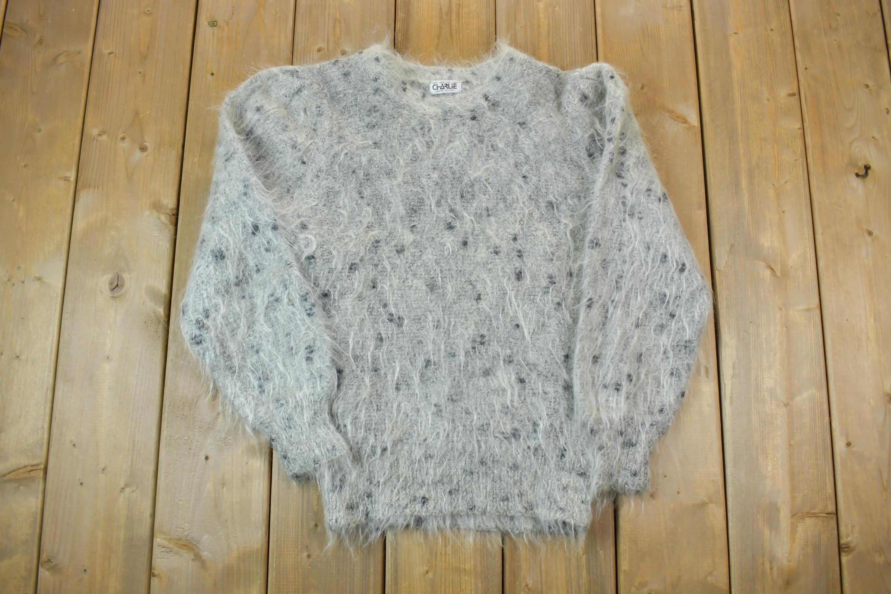 Vintage 1990s Charlie 100% Fuzzy Wool Knit Sweater