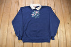 Vintage 1990s Top Stitch Mouse& Flowers Embroidered Sweater