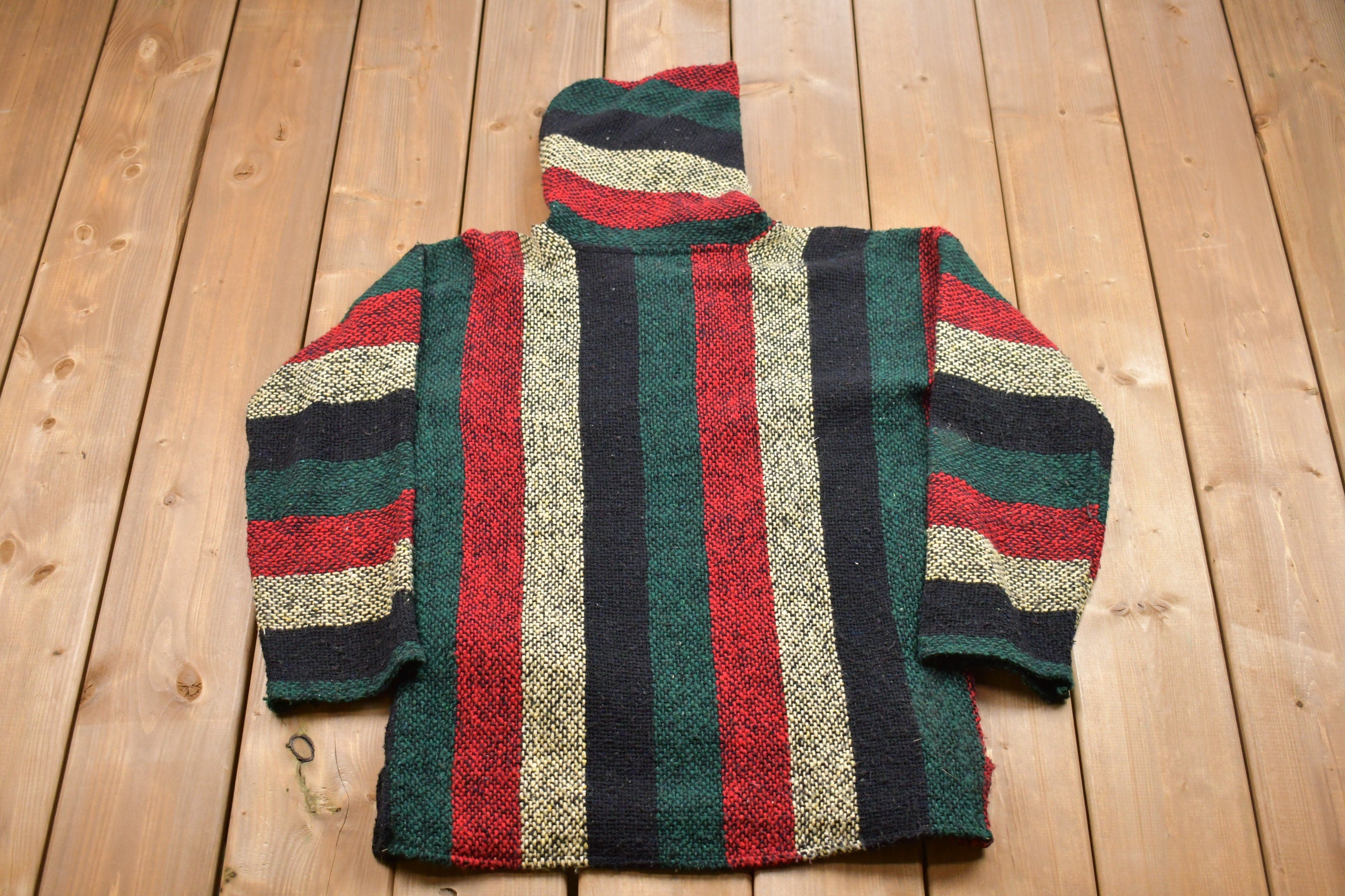 Vintage 1990s Rasta Blanket Hoodie