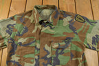 Vintage 1980s Woodland Camo Military Button Up Shirt