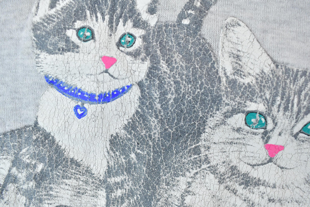 Vintage 1990s Kitten Collared Cute Cat Crewneck Sweater