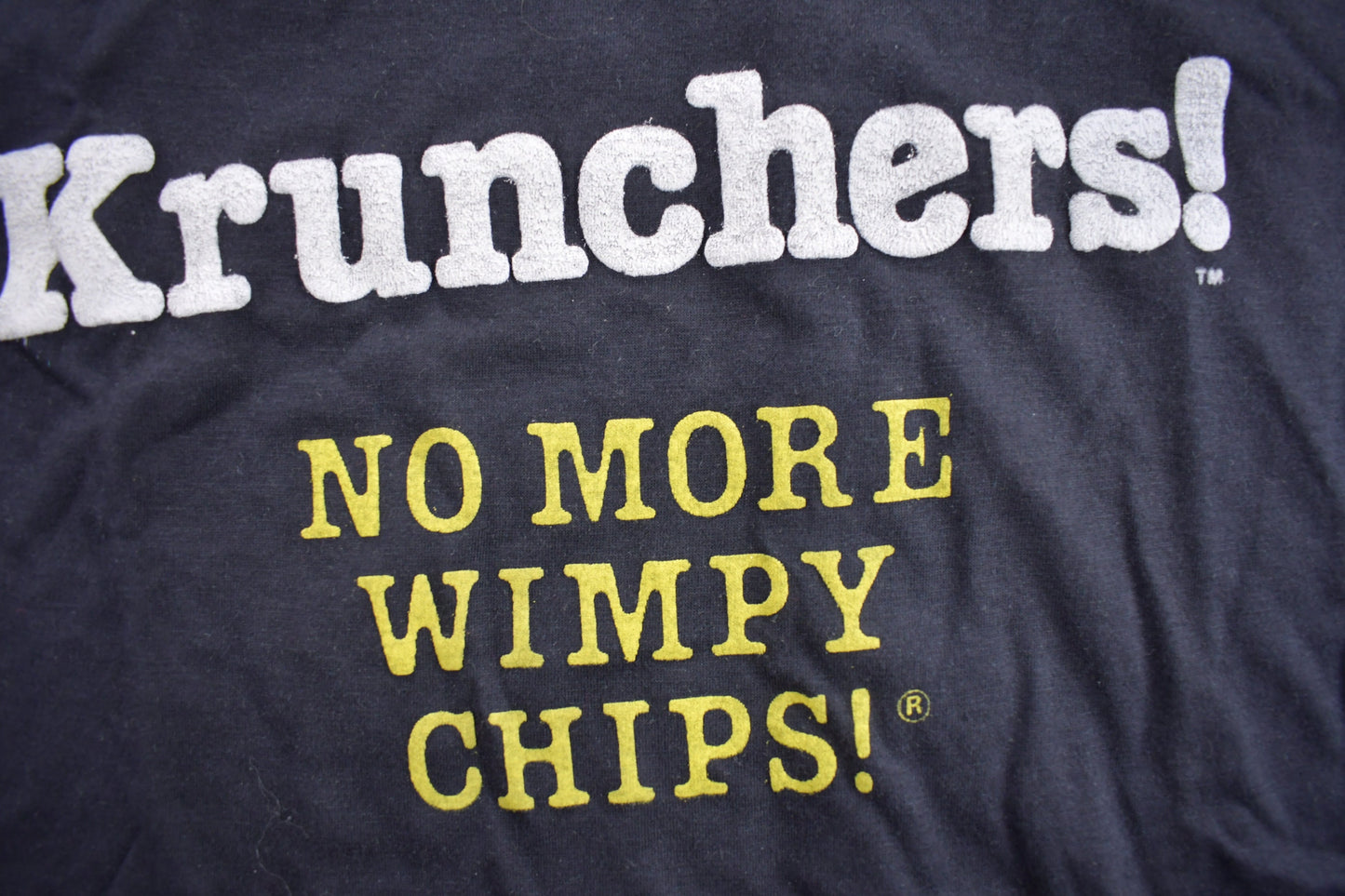 Vintage 1980s Krunchers Puff Print T Shirt / Vintage T Shirt / "No More Wimpy Chips" / Single Stitch / Made In Canada