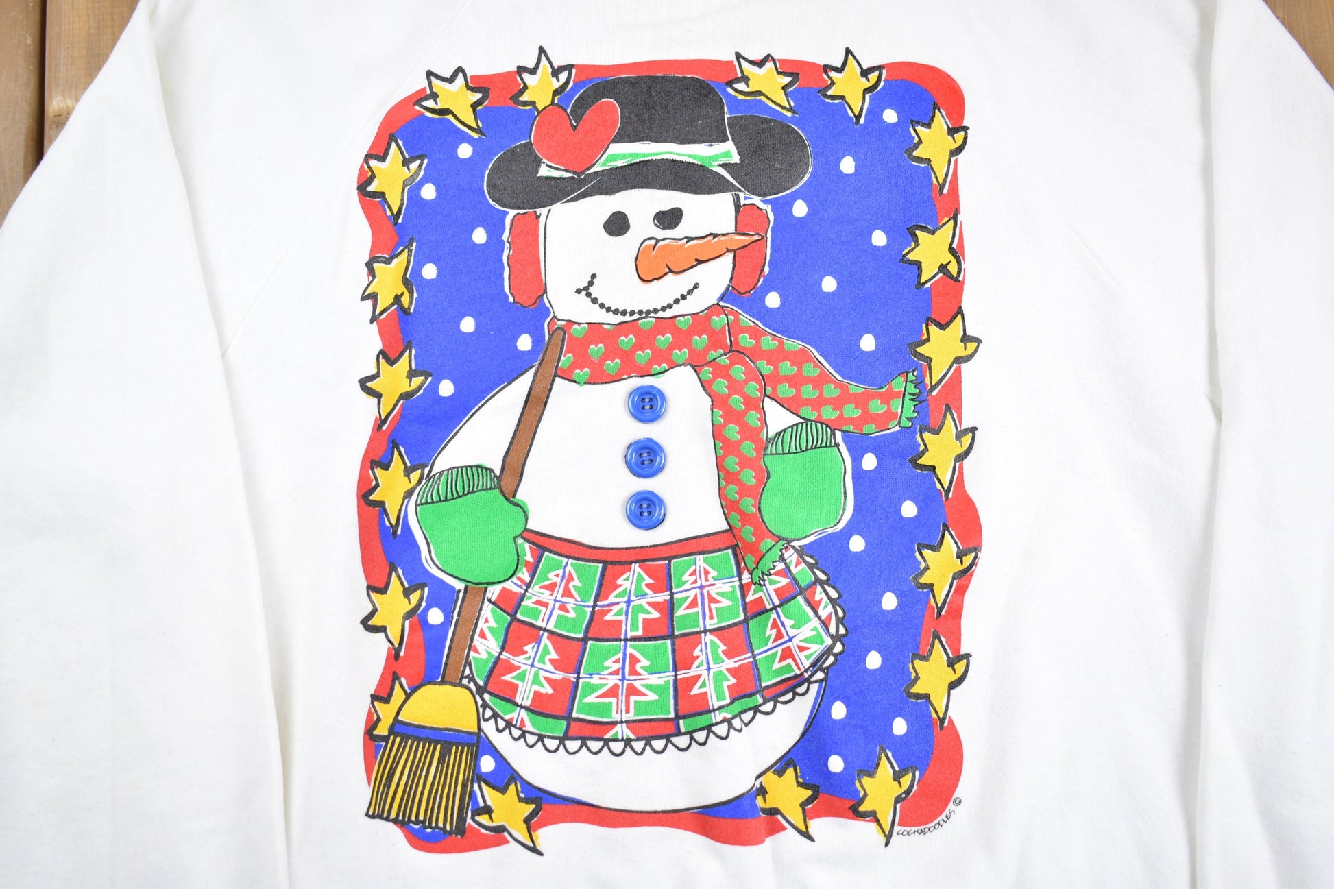 Vintage 1990s Cute Snowman Graphic Crewneck Sweatshirt / 90s Crewneck / Made In USA / Christmas Sweater / Streetwear